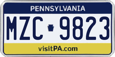 PA license plate MZC9823