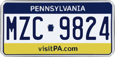 PA license plate MZC9824