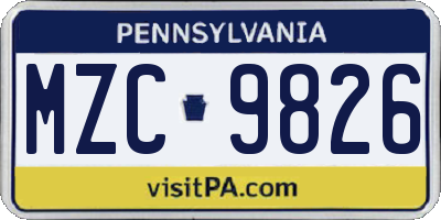PA license plate MZC9826