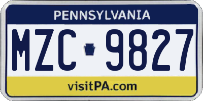 PA license plate MZC9827