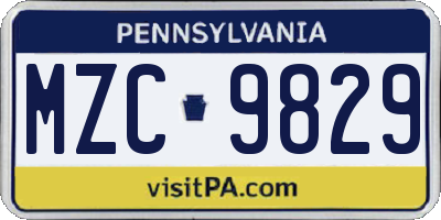 PA license plate MZC9829