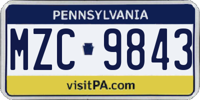 PA license plate MZC9843