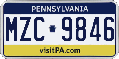 PA license plate MZC9846