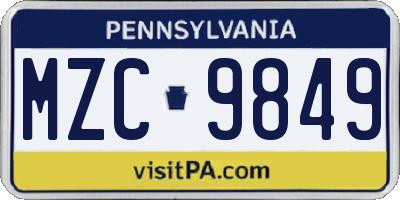 PA license plate MZC9849