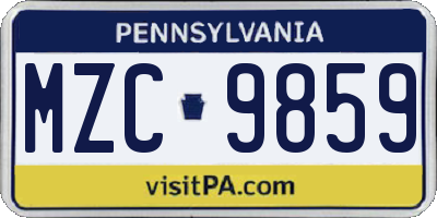PA license plate MZC9859