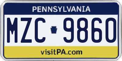 PA license plate MZC9860