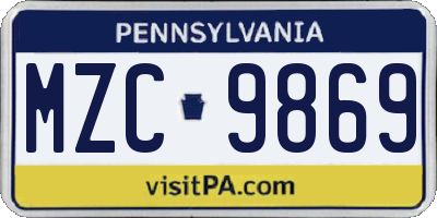 PA license plate MZC9869