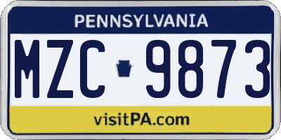 PA license plate MZC9873