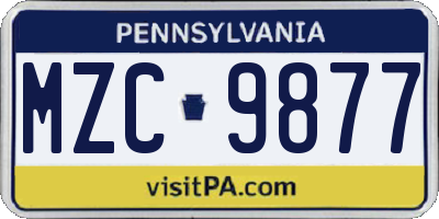 PA license plate MZC9877