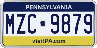 PA license plate MZC9879