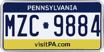 PA license plate MZC9884