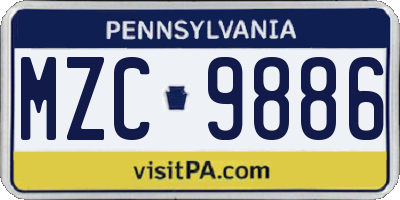 PA license plate MZC9886