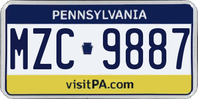 PA license plate MZC9887