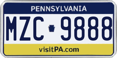 PA license plate MZC9888