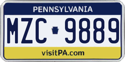 PA license plate MZC9889