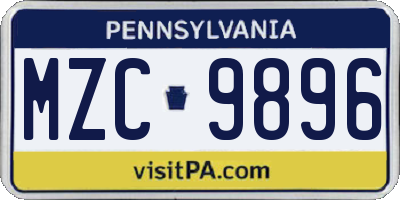 PA license plate MZC9896