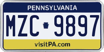 PA license plate MZC9897