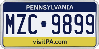 PA license plate MZC9899