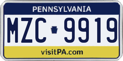 PA license plate MZC9919