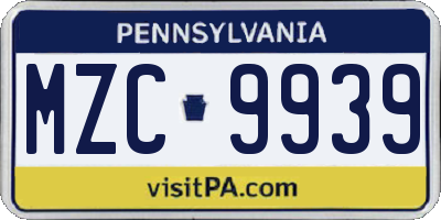 PA license plate MZC9939