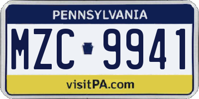 PA license plate MZC9941