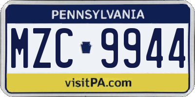 PA license plate MZC9944