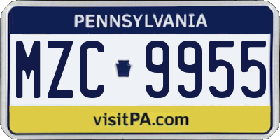 PA license plate MZC9955