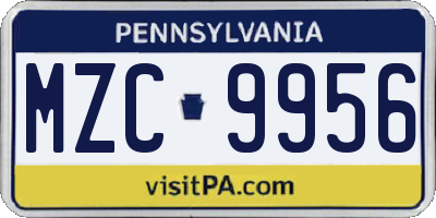 PA license plate MZC9956
