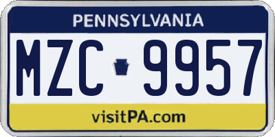 PA license plate MZC9957