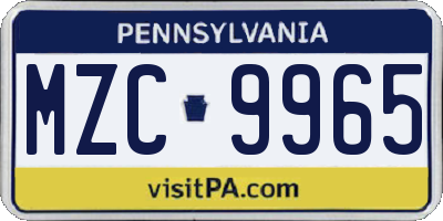 PA license plate MZC9965