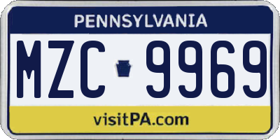 PA license plate MZC9969