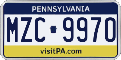 PA license plate MZC9970