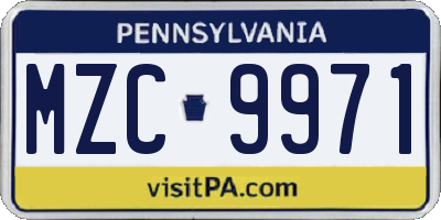 PA license plate MZC9971