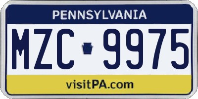 PA license plate MZC9975