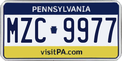 PA license plate MZC9977