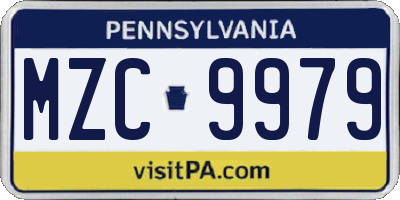 PA license plate MZC9979