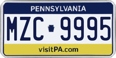 PA license plate MZC9995