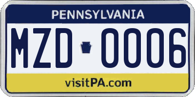 PA license plate MZD0006