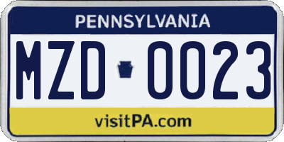PA license plate MZD0023