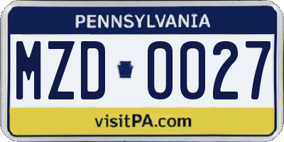 PA license plate MZD0027