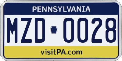 PA license plate MZD0028