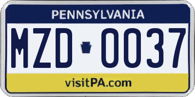 PA license plate MZD0037