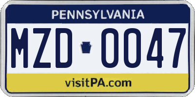 PA license plate MZD0047