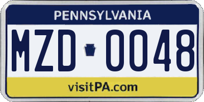 PA license plate MZD0048