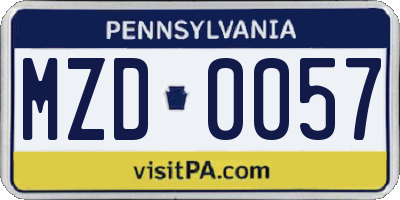 PA license plate MZD0057