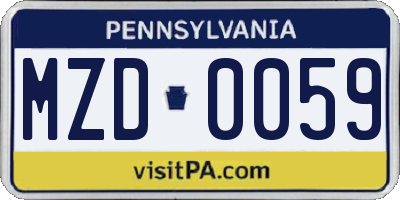 PA license plate MZD0059