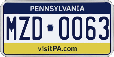 PA license plate MZD0063