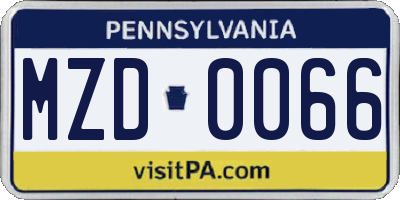 PA license plate MZD0066