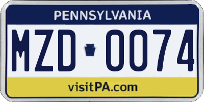 PA license plate MZD0074