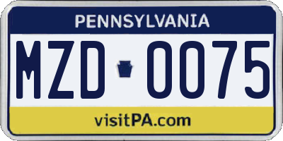 PA license plate MZD0075